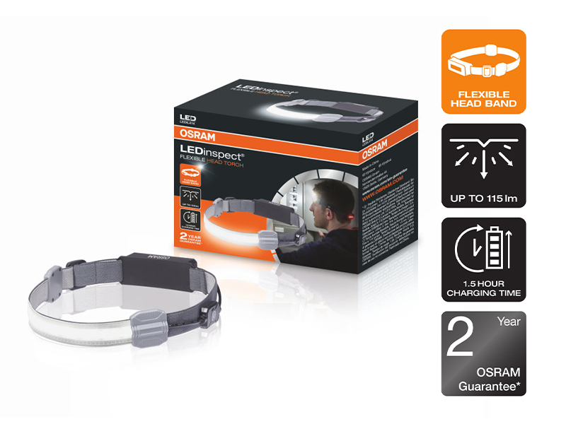 LED професионална сервисна ламба  Osram LEDinspect Flexible Head Torch 6500K, 115lm со вградена 1000mAh батерија