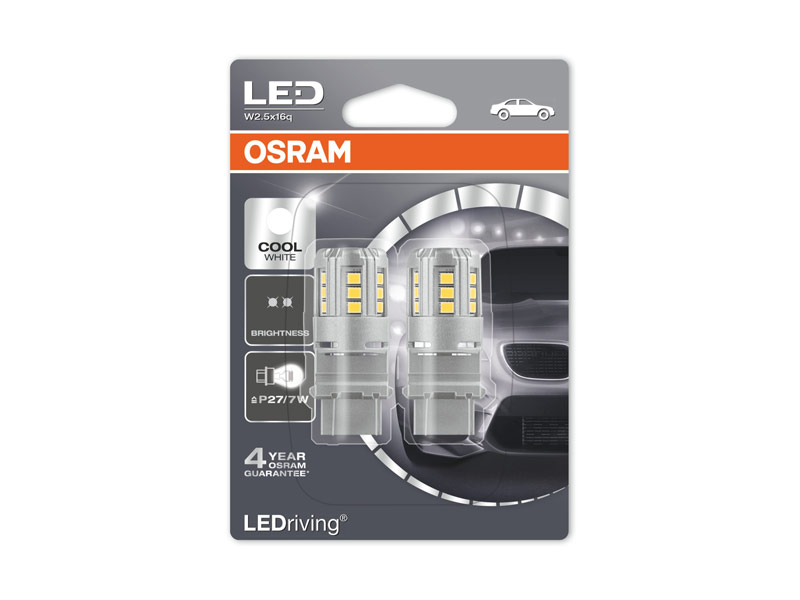 Комплет 2 бр. LED ламби Osram тип P27/7W ладно бела , 6000K, 12V, 2.5W, W2.5x16q