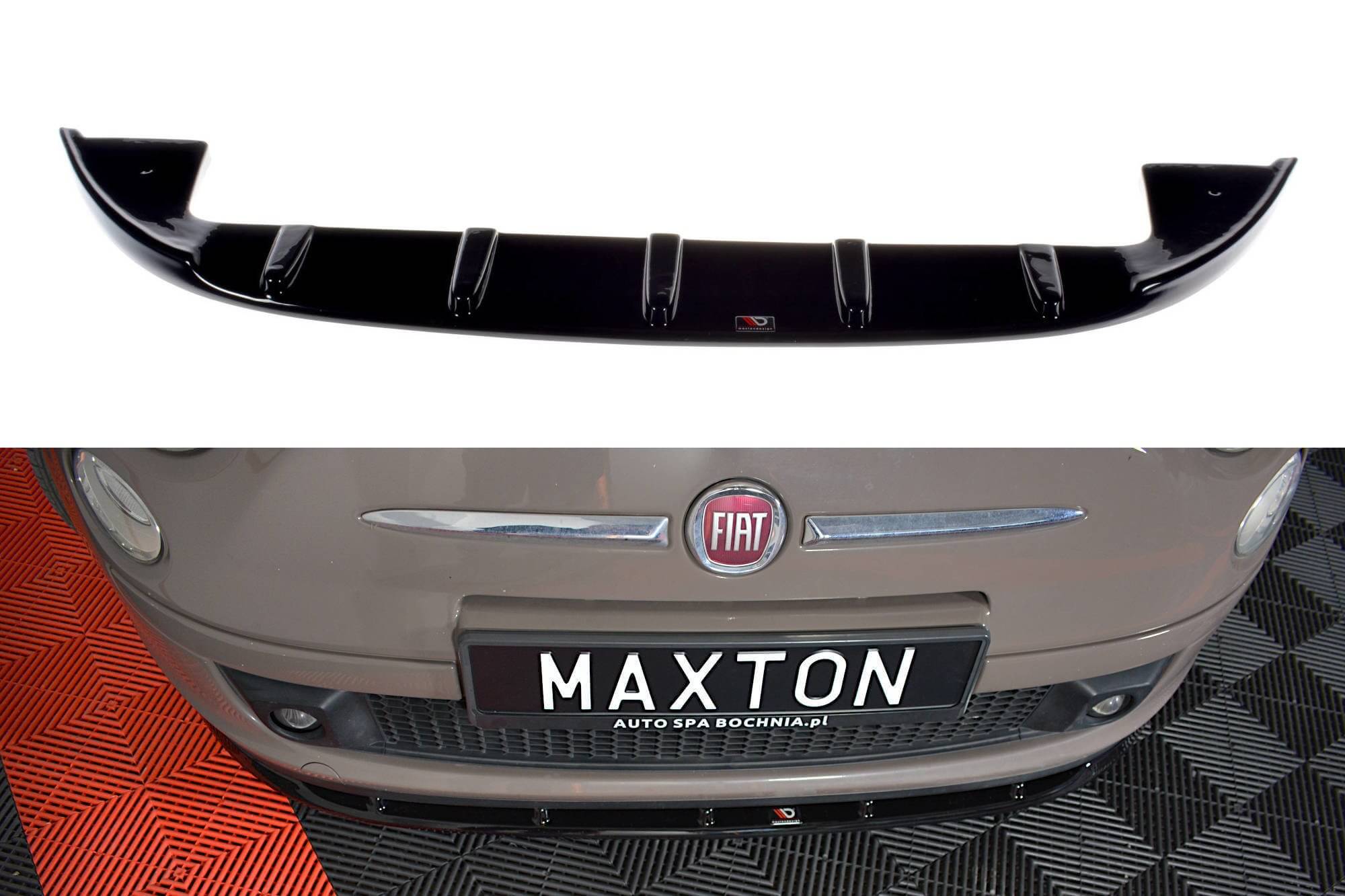 Спојлер  Maxton Design верзија 1 за преден  браник на Fiat 500 хечбек 2007-2014, црн лак