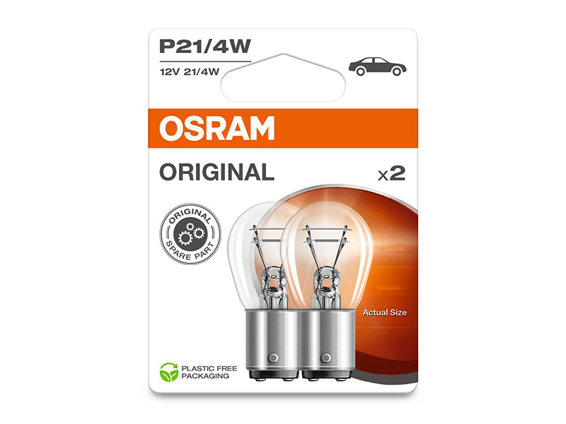 Комплет 2 бр. халогенски сијалици Osram P21/4W Original 12V, 21/4W, BAZ15d