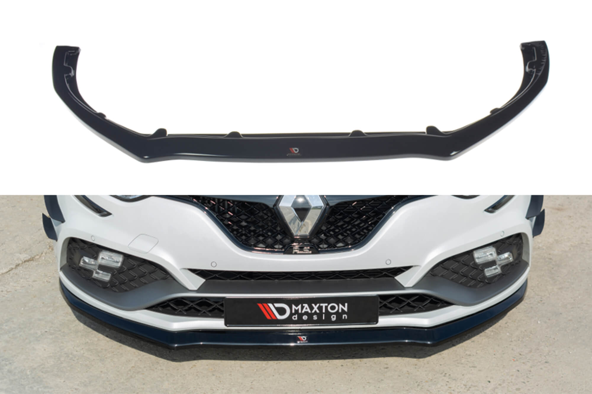 Спојлер  Maxton Design верзија 2 за преден  RS браник на Renault Megane по 2018 година, црн лак