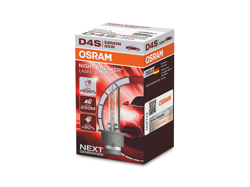 Ксенон сијалица Osram D4S Xenarc Night Breaker Laser +200% 42V, 35W, P32d-5, 1 бр. во кутија