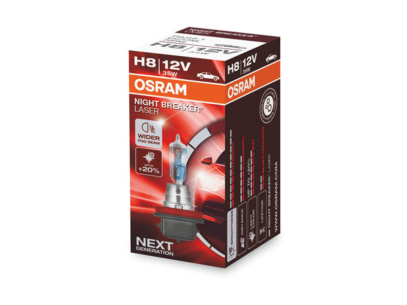 Халогенска сијалица Osram H8 Night Breaker Laser +150% 12V, 35W, PGJ19-1, 800lm, 1 бр. во кутија