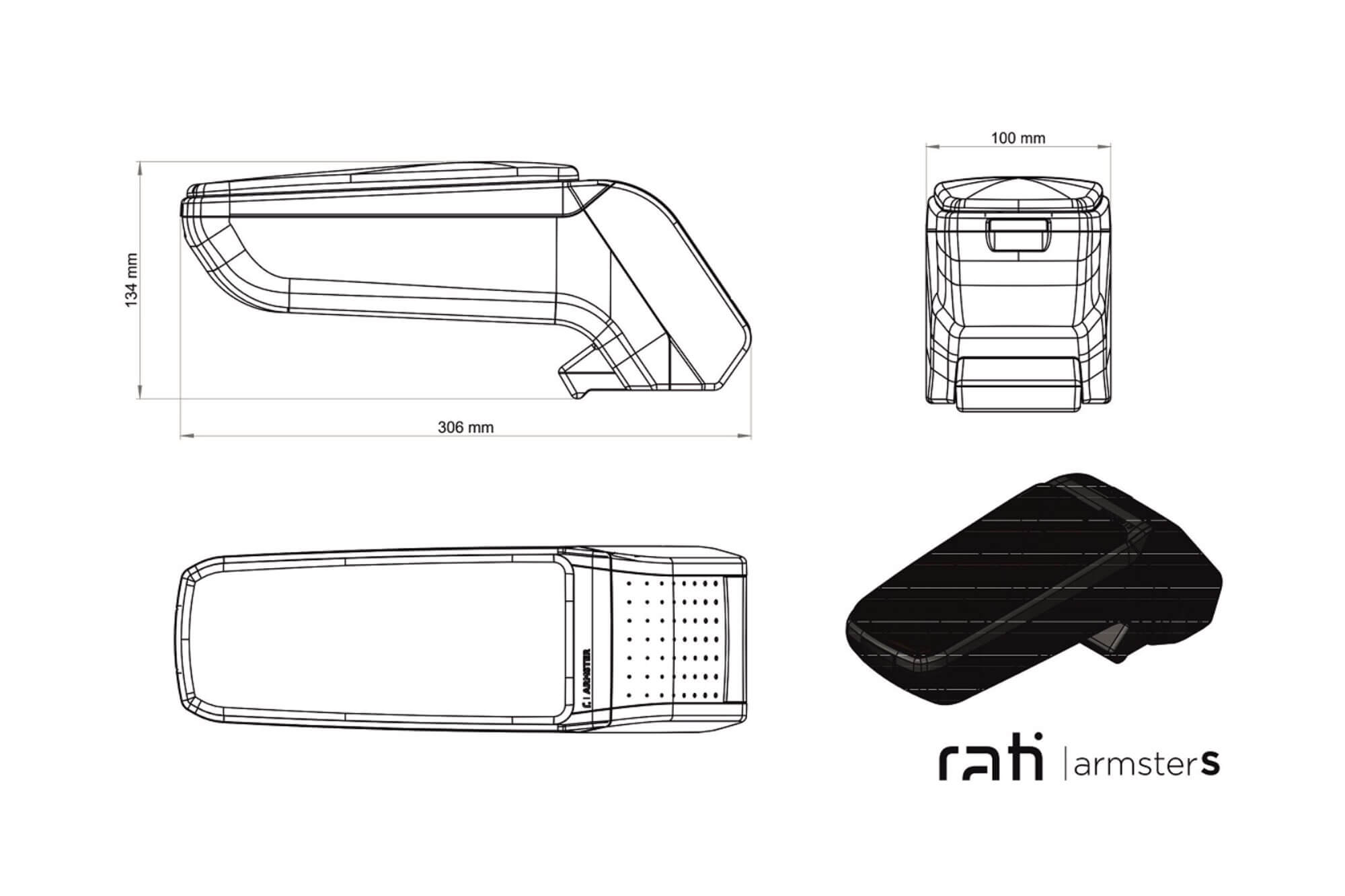 Подлакатник Rati модел Armster S со црна еко кожа за Dacia Spring по 2021 година