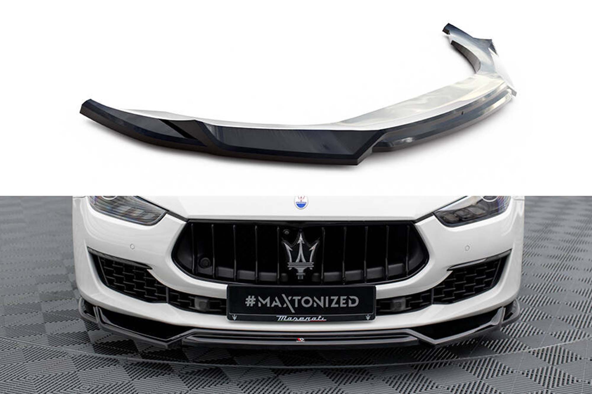 Спојлер  Maxton Design верзија 2 за преден  браник на Maserati Ghibli 2017-2020, црн лак