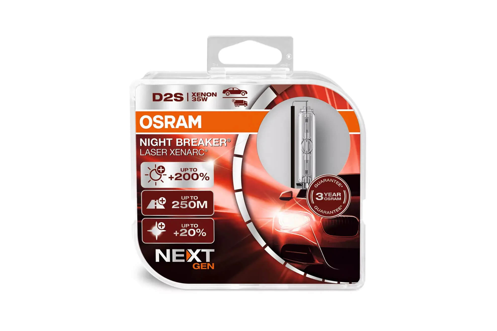 Комплет 2 бројки ксенон сијалици Osram D2S Night Breaker Laser Next Gen 85V, 35W, P32d-2, 4500K, 3200lm