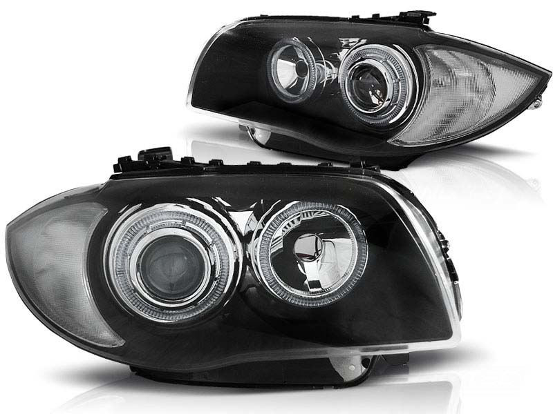 Комплет тунинг фарови со LED ангелски очи за BMW 1 E81 2004-2011/ E82 2007-2011/ E87 2004-2011/ E88 2007-2013 , лев и десен