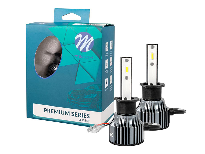 LED сијалици M-tech Premium Series за фарови H1 ладно бела  светлина, 9-32V, 50W, 6500K, 5000LM, P14.5s