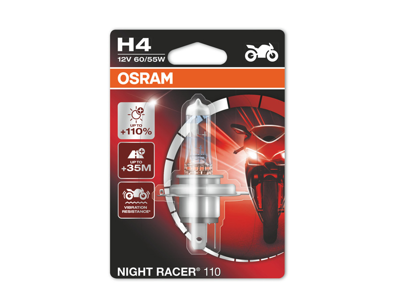 Халогенска сијалица Osram H4 Moto Night Racer 110 12V, 60/55W, P43t, 1 бр.