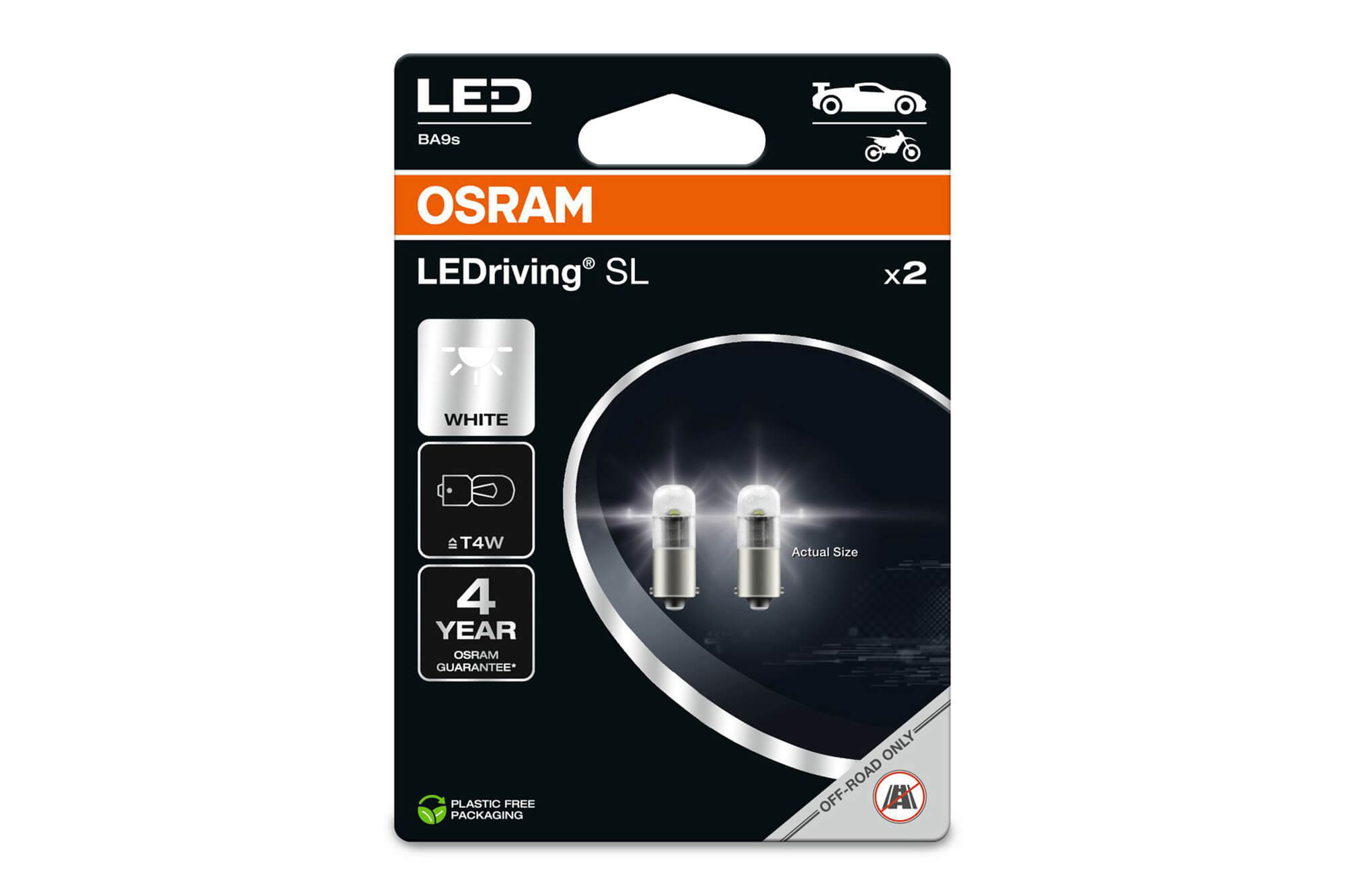 Комплет 2 бројки LED сијалици Osram тип T4W бели 6000K, 75LM, 12V, 0.80W, BA9s