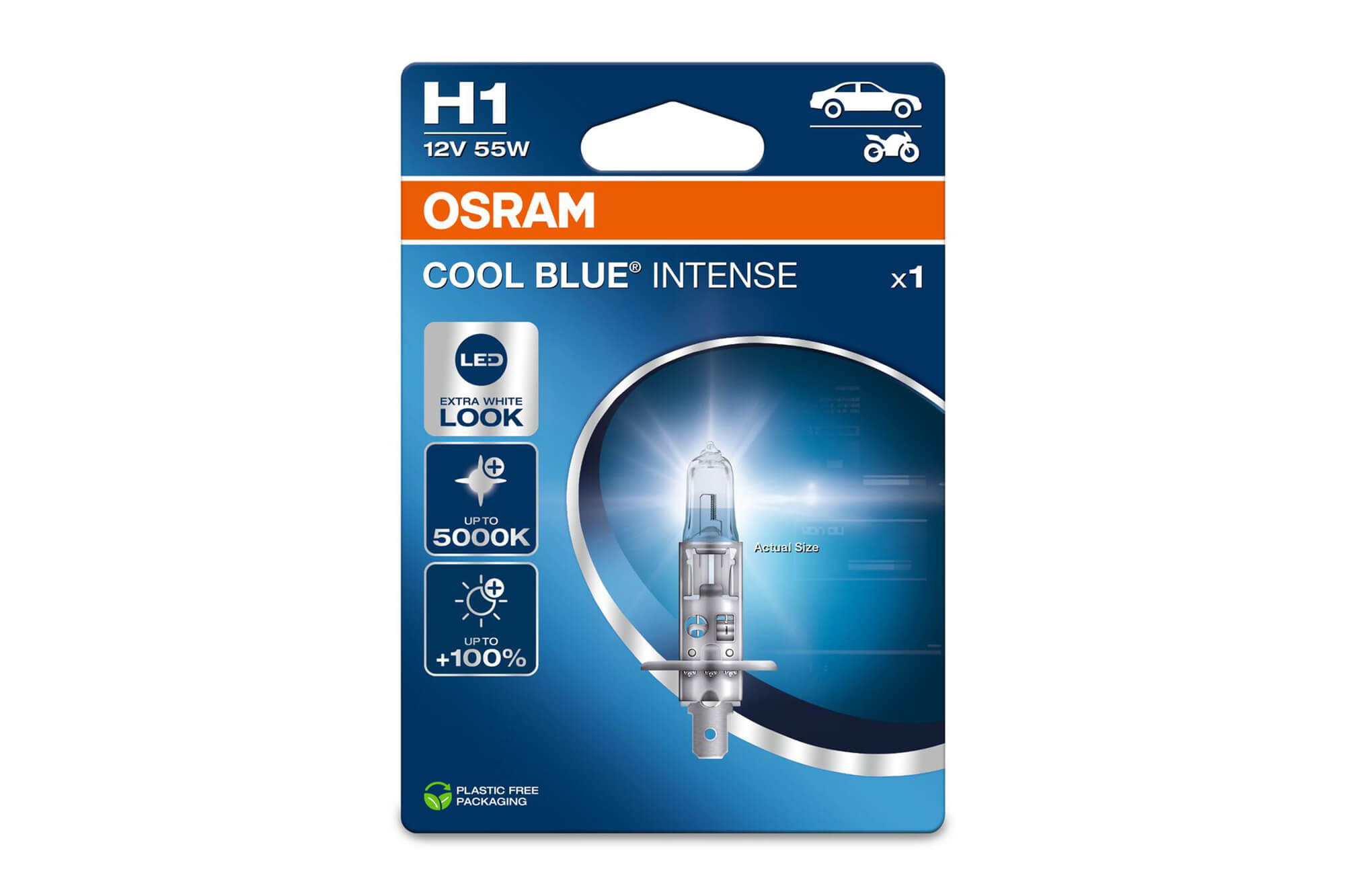 Халогенска сијалица Osram H1 Cool Blue Intense Next Gen 12V, 55W, P14.5s, 4200K, 1550lm