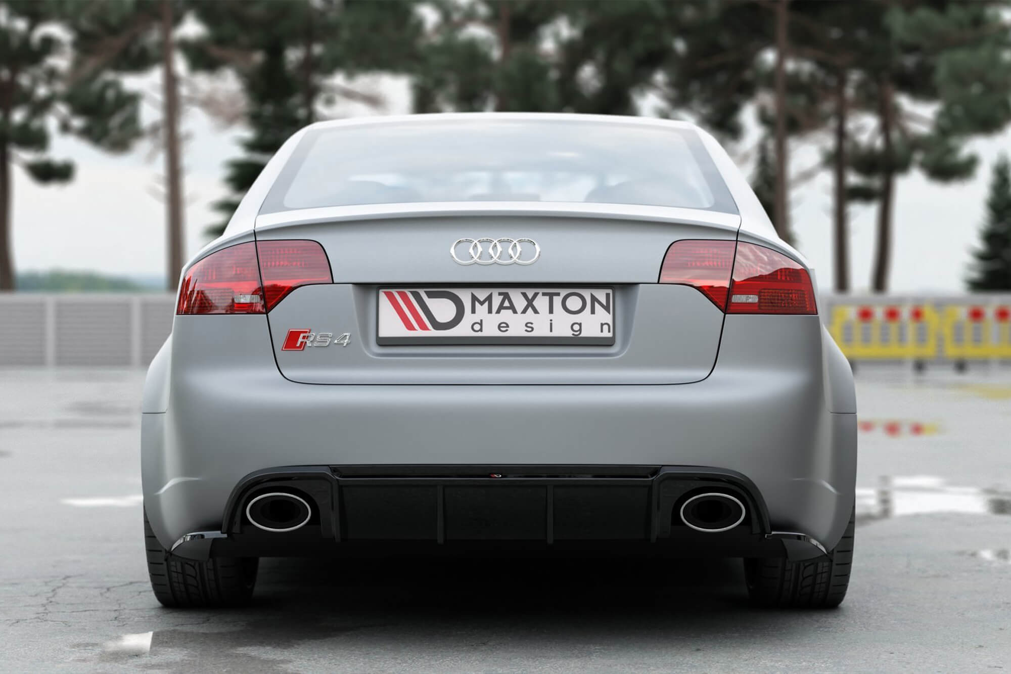 Дифузер  Maxton Design за заден RS4 браник на Audi A4 B7 седан 2006-2008, црн мат