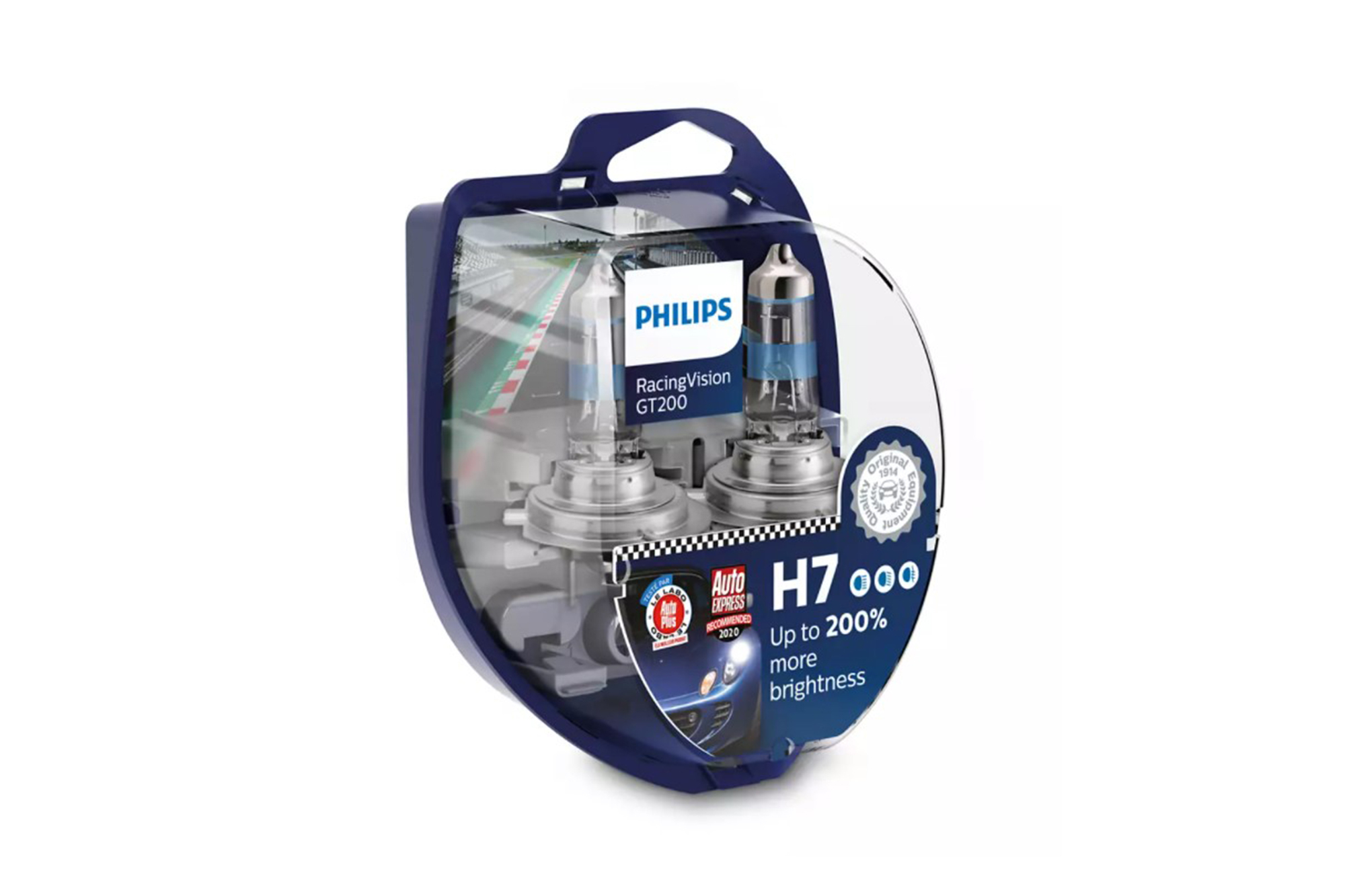 Комплет 2 бројки Халогенски сијалици Philips H7 Racing Vision GT200, 12V, 55W, PX26d