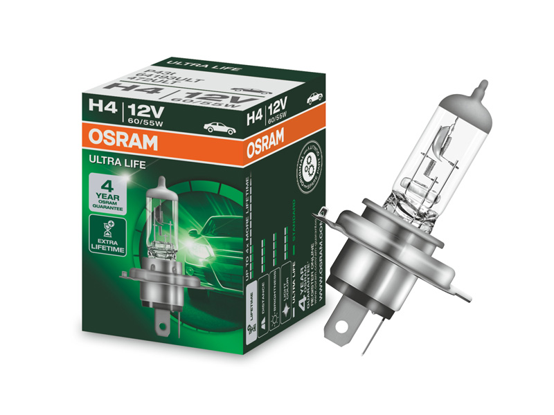 Халогенска сијалица Osram H4 Ultra Life 12V, 60/55W, P43t, 1 бр.