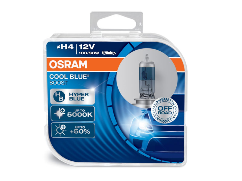 Комплет 2 бр. халогенски сијалици Osram H4 Cool Blue Boost 12V, 100/90W, P43t