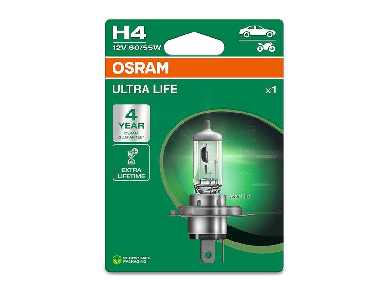 Халогенска сијалица Osram H4 Ultra Life 12V, 60/55W, P43t, 1 бр.