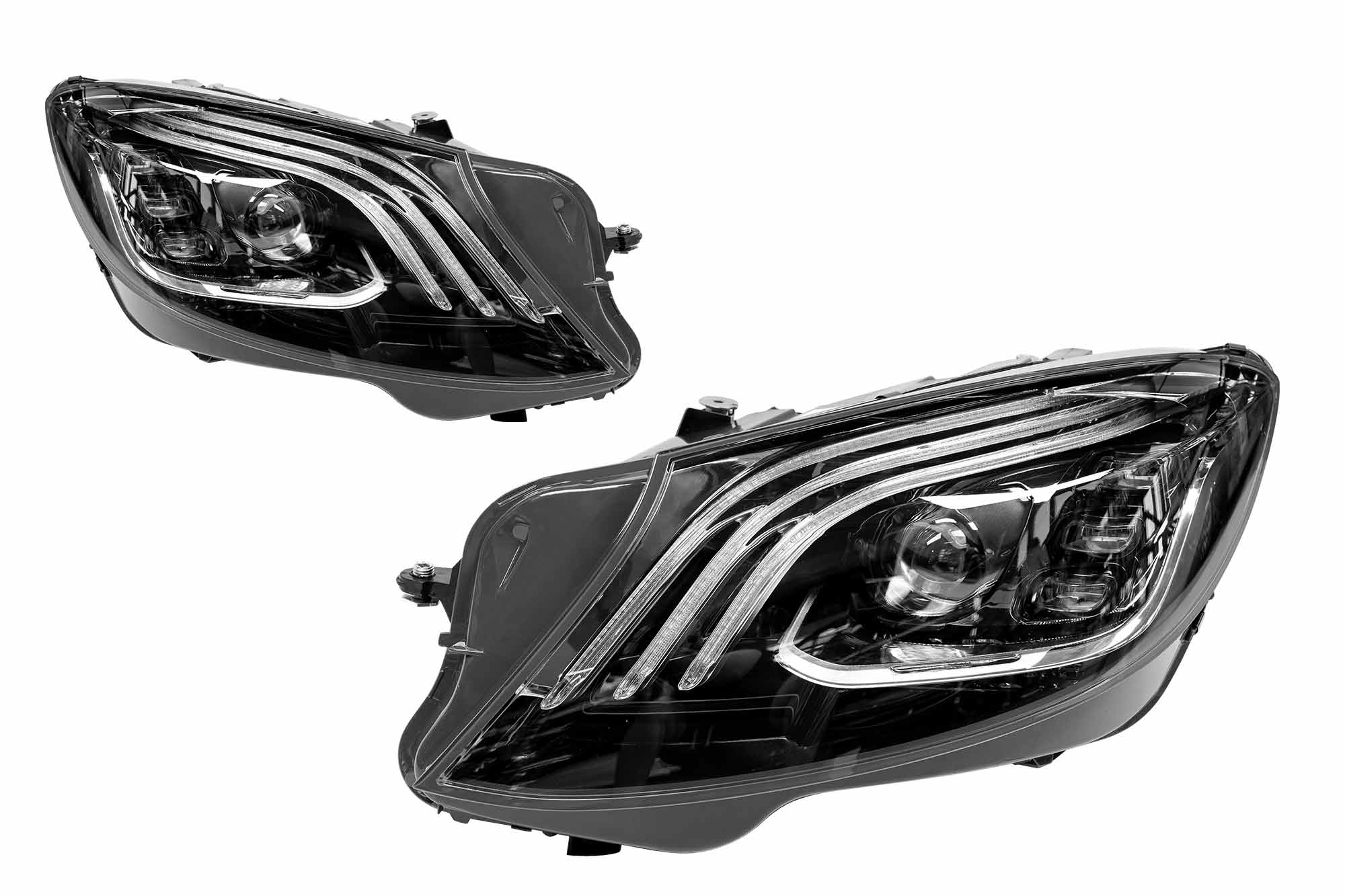 Комплет тунинг LED фарови за Mercedes S класа W222 2013-2017 компатибилни со преден браник 2013-2017, црна  основа , лев и десен