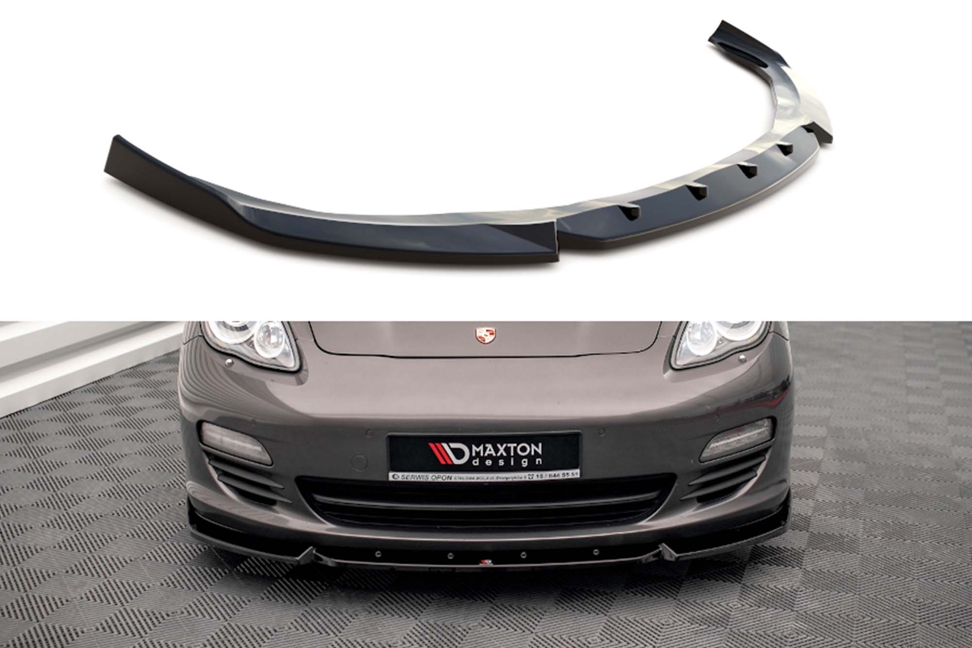 Спојлер  Maxton Design верзија 2 за преден  браник на Porsche Panamera, Panamera Diesel 970 2009-2013, црн лак