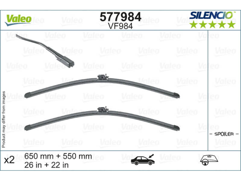 Комплет  автомобилски бришачи VALEO Silencio Xtrm VF984 650мм + 550мм