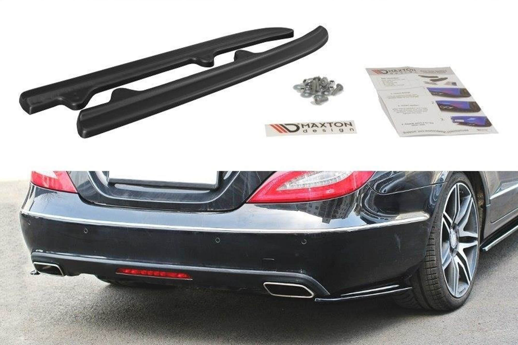 Странични додатоци  Maxton Design за стандарден  заден браник на Mercedes CLS C218 2011-2014, црн мат