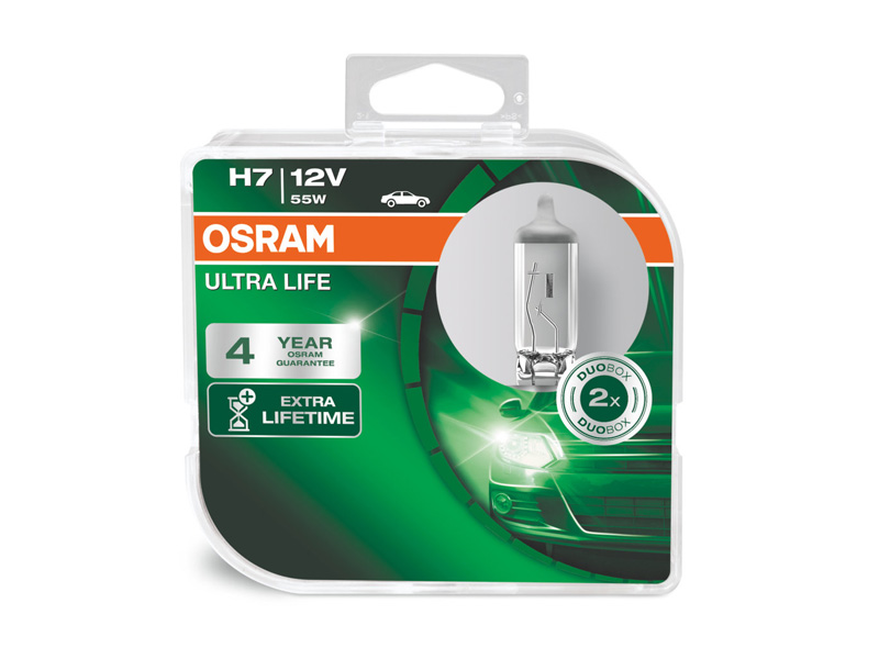 Комплет 2 бр. халогенски сијалици Osram H7 UltraLife 12V, 55W, PX26d