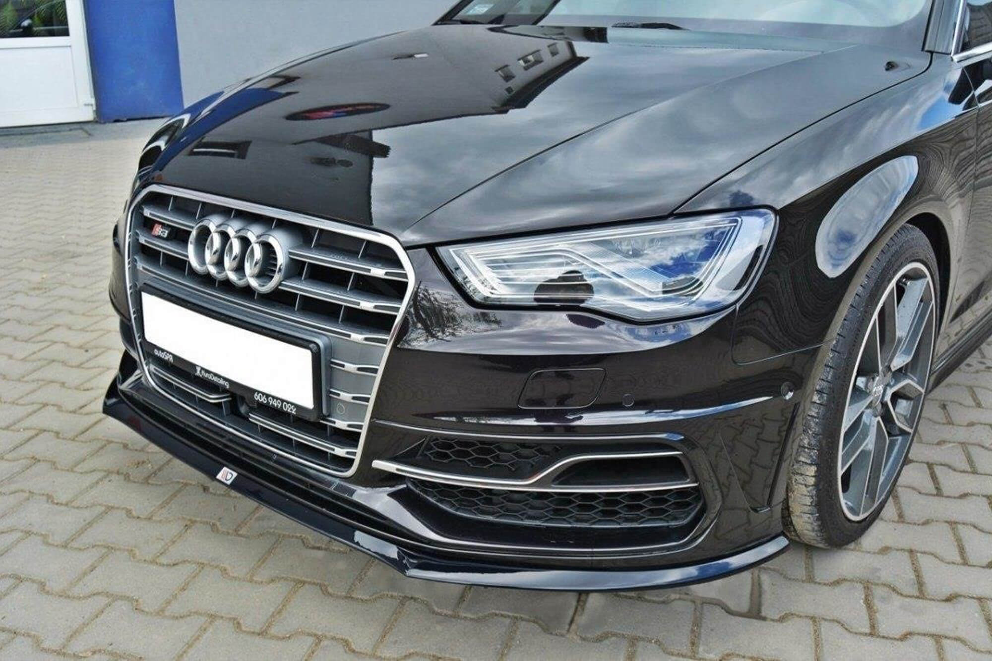 Спојлер  Maxton Design за преден  S3, S-Line браник на Audi A3 8V Sportback, хечбек 2012-2016, црн мат