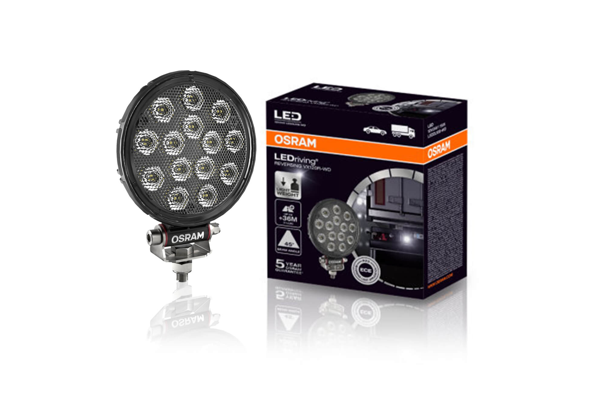 Кружен LED бар Osram Reversing VX120R-WD за задна светлина, 2700K, 1100LM,  15W, 12/24V, IP69K, E-mark E9