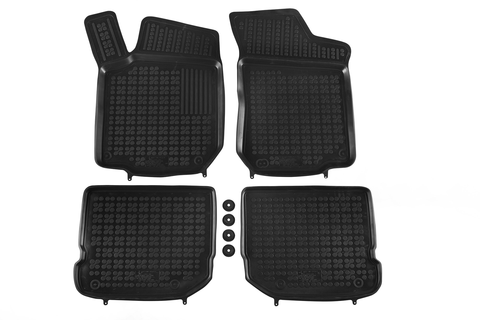 Гумени патосници Rezaw-Plast за VW Golf IV 1997-2003 Bora 1998-2005 Beetle 1997-2005 Seat Toledo 1998-2004 Leon 1999-2005 Skoda Octavia седан 1997-2004 караван 2004-2010 4 дела црни