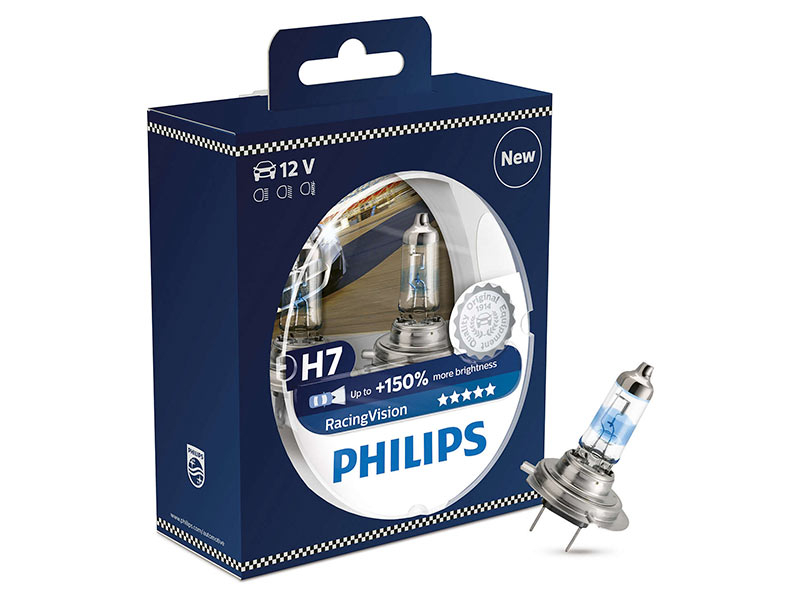 Комплет 2 бр. халогенски сијалици Philips H7 Racing Vision12V, 55W, PX26d