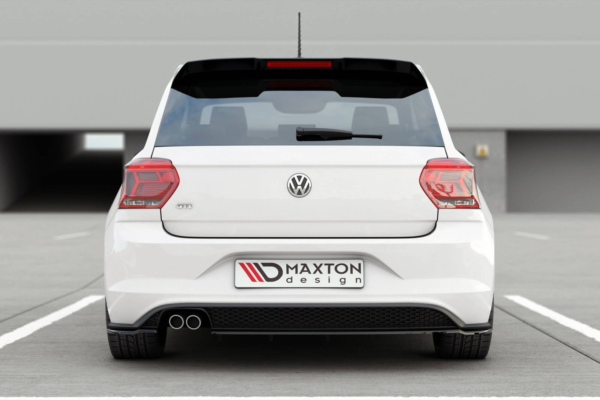 Додатоци  Maxton Design за Дифузер  на заден GTI браник за VW Polo 6 по 2017 година, црн мат