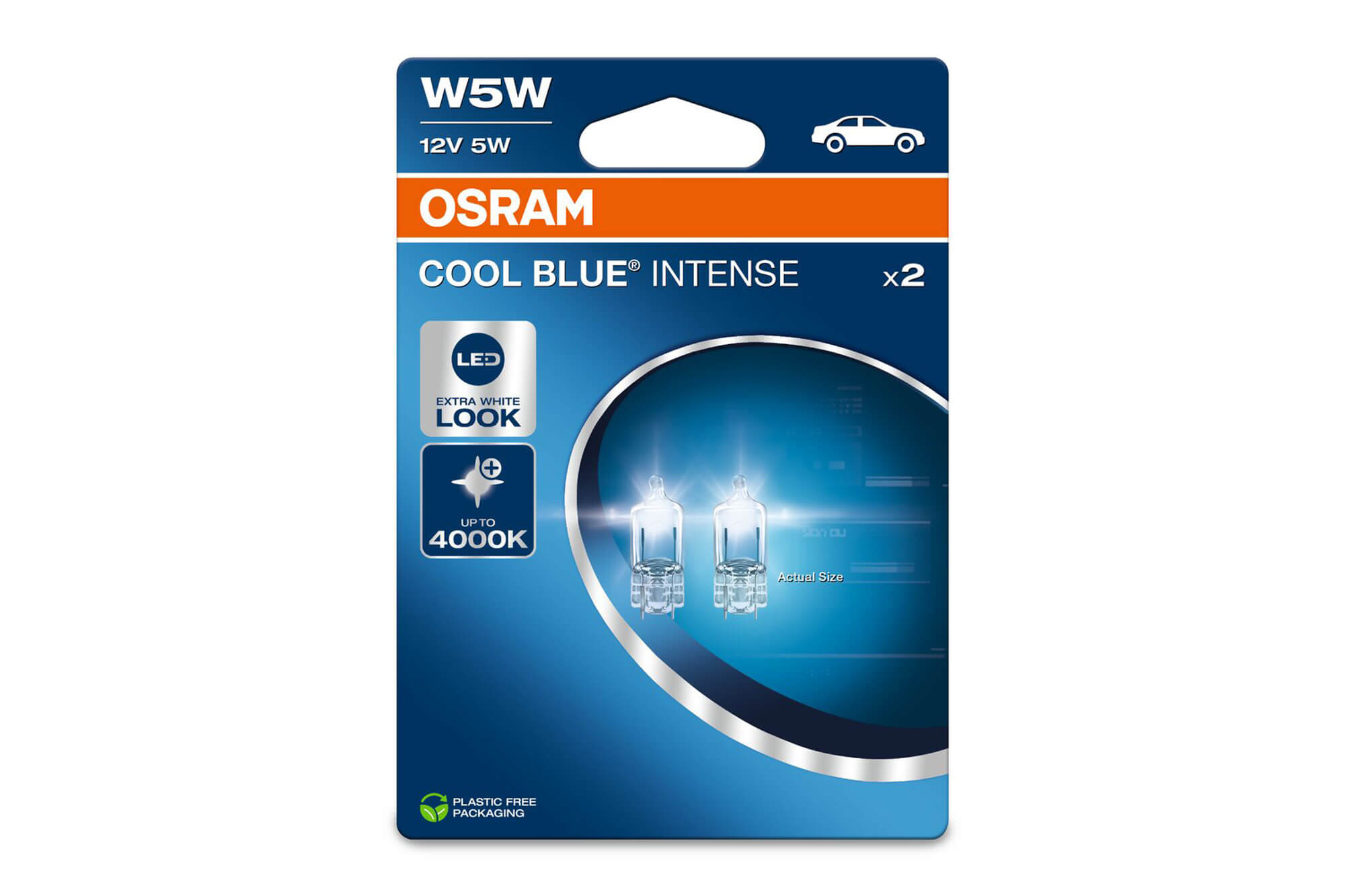 Комплет 2 бројки Халогенски сијалици W5W Osram Cool Blue Intense Next Gen 12V, 5W, W2.1x9.5d, 3700K, 50lm