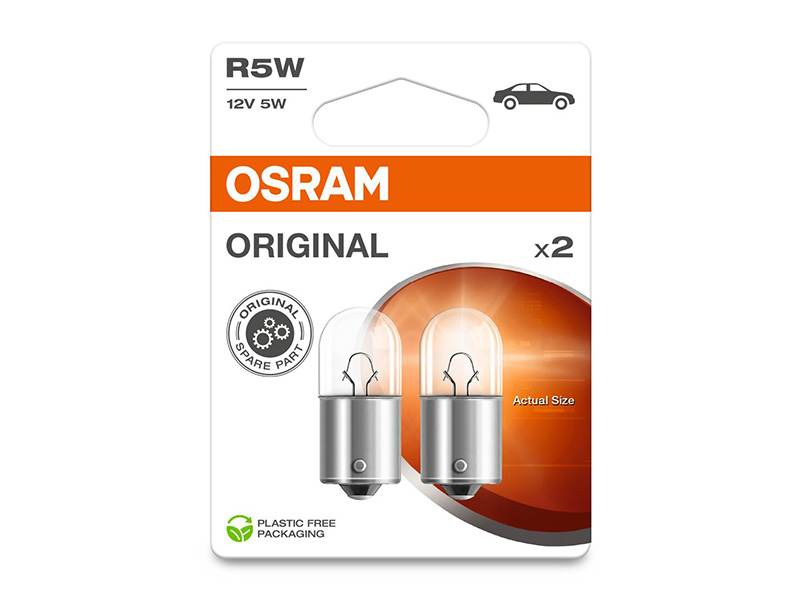 Комплет 2 бр. халогенски сијалици Osram R5W Original 12V, 5W, BA15s