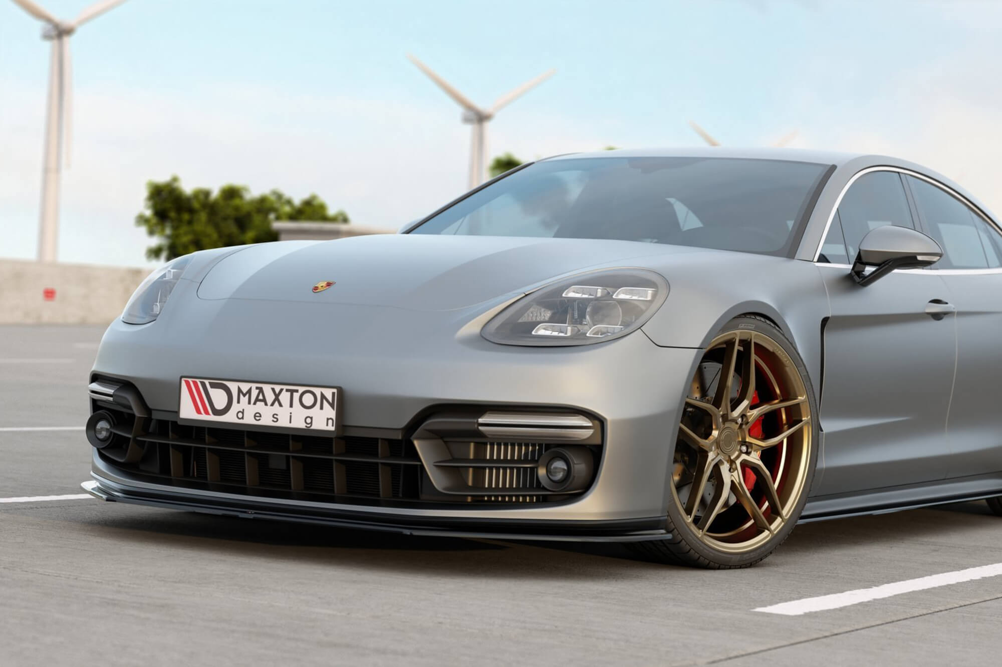 Спојлер  Maxton Design за преден  браник на Porsche Panamera 971 Turbo, GTS, Sport Design по 2019 година, црн лак