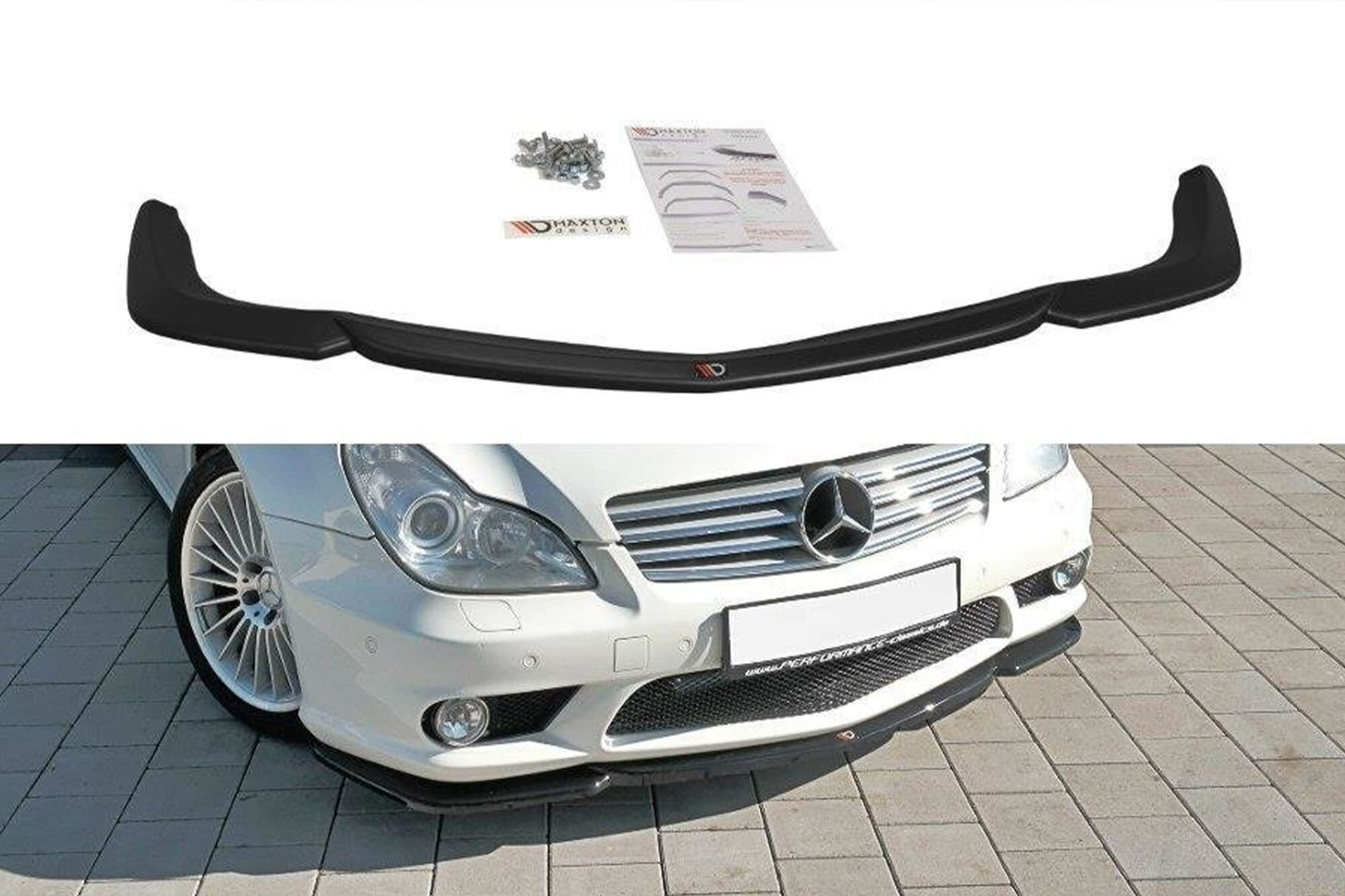 Спојлер  Maxton Design за преден  AMG браник на Mercedes CLS 55 C219 2004-2006, црн мат