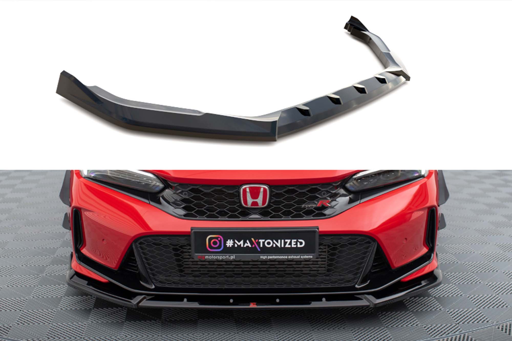 Спојлер  Maxton Design верзија 2 за преден  браник на Honda Civic Type-R по 2023 година, црн лак