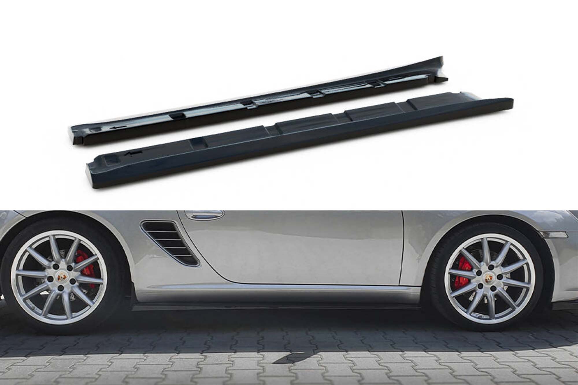 Додатоци  Maxton Design за прагови на Porsche Boxster 987 2004-2009, црн лак