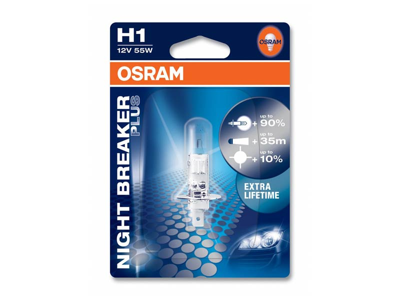 Халогенска сијалица Osram H1 Night Breaker Plus 12V, 55W, P14.5s, 1 бр.