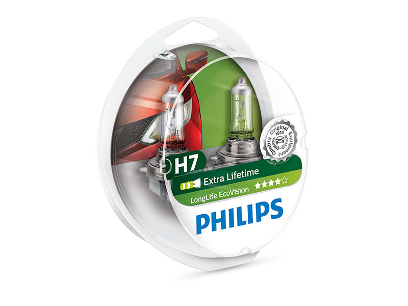 Комплет 2 бр. халогенски сијалици Philips H7 LongLife EcoVision12V, 55W, PX26D