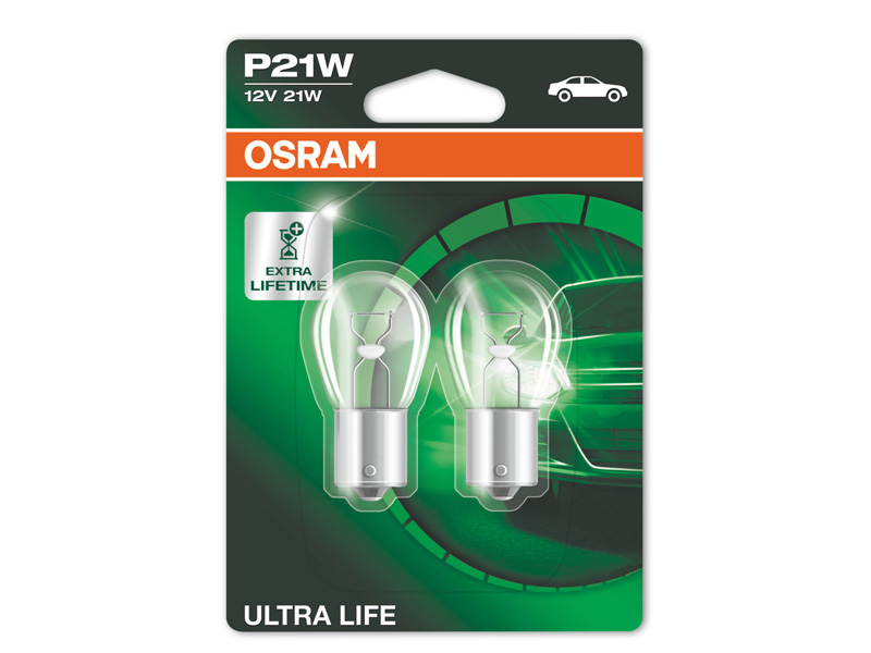 Комплет 2 бр. халогенски сијалици Osram P21W UltraLife 12V, 21W, BA15S