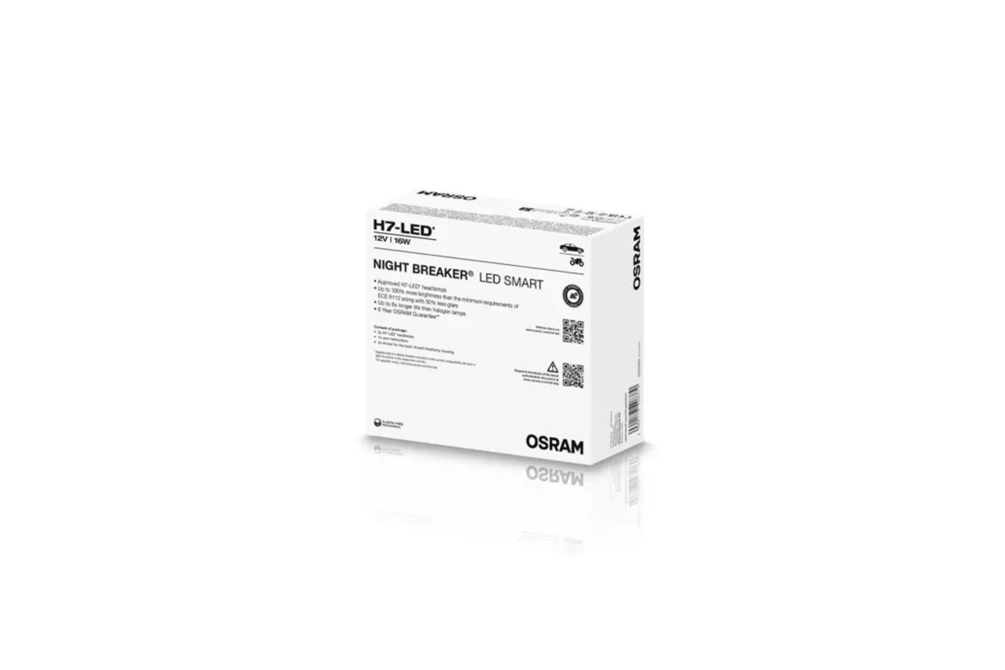 LED сијалици Osram за фарови H7 Night Breaker Smart ладно бела  светлина, 12V, 16W, 6000K, 1550LM