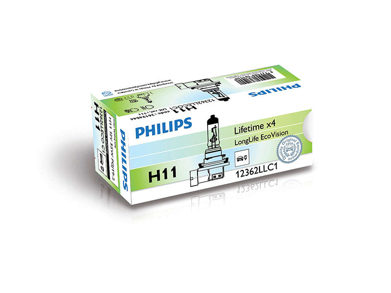 Халогенска сијалица Philips H11 LongLife EcoVision12V, 55W, PGJ19-2, 1 бр.