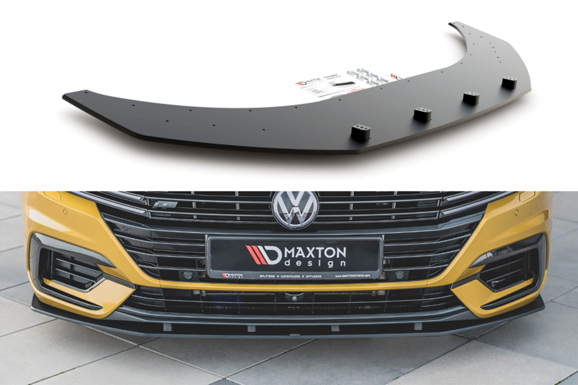 Спојлер  Maxton Design тип Racing за преден  R-Line браник на VW Arteon по 2017 година, црн лак