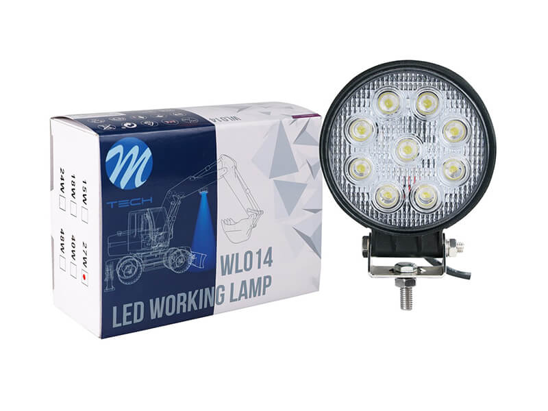 LED бар M-tech Work Light Кружен со 9 диода 10-30V, 27W, 6000K, 1700lm, 137x120x68mm, 1 број