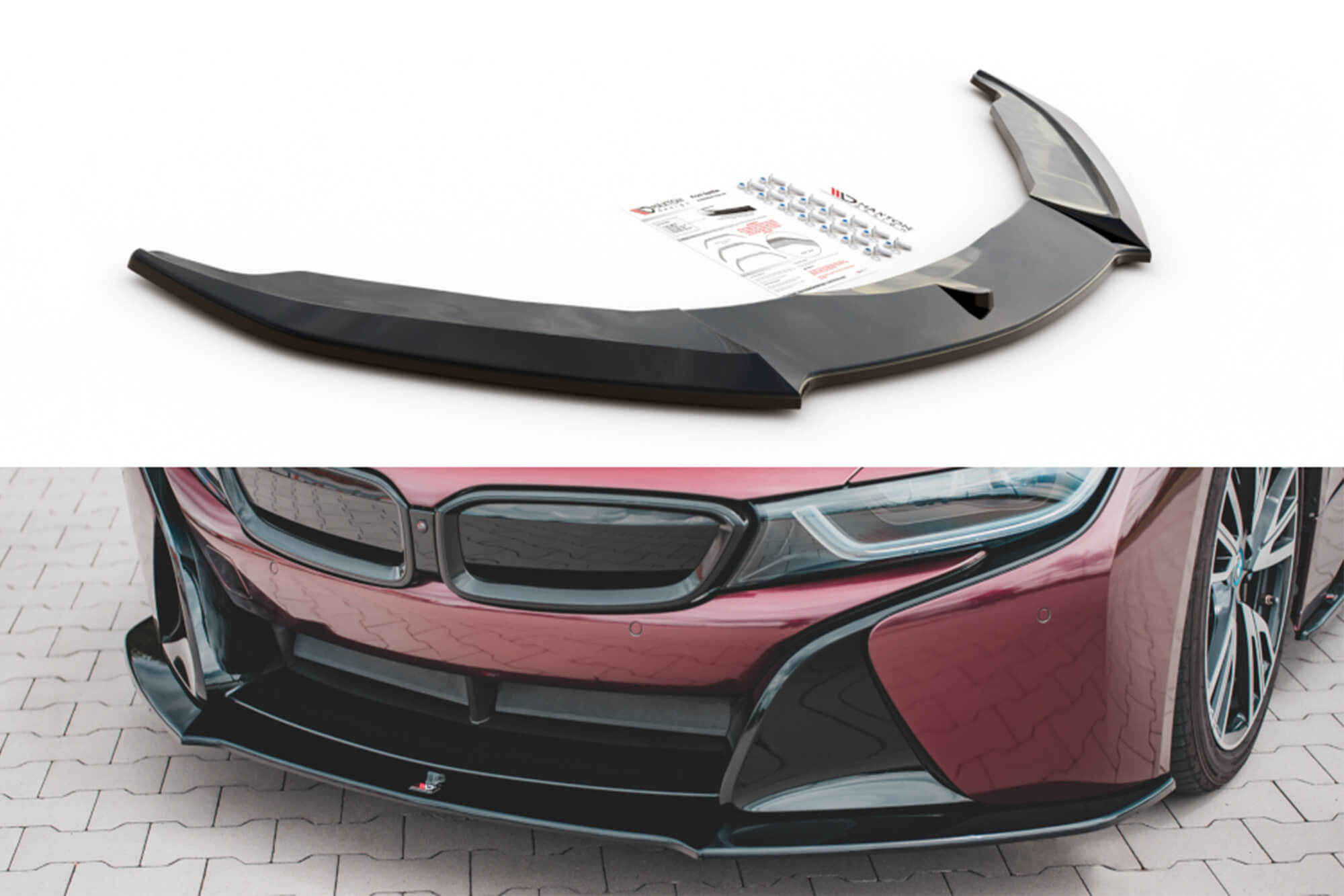 Спојлер  Maxton Design за преден  браник за BMW I8 2014-2020, црн лак