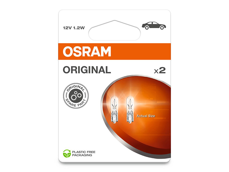 Комплет 2 бр. сијалици за контролна табла/ шалт табла Osram Original 12V, 1.2W, W2X4.6d