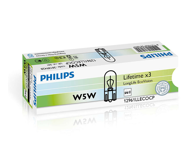 Халогенска сијалица Philips W5W LongLife EcoVision 12V, 5W, W2.1x9.5D, 1 бр.