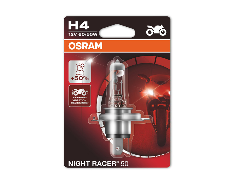 Халогенска сијалица Osram H4 Moto Night Racer 50 12V, 60/55W, P43t, 1 бр.