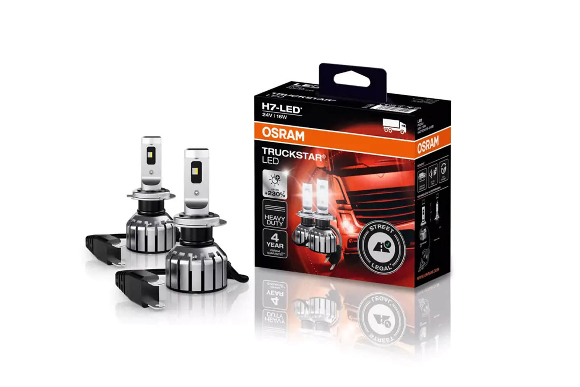 LED сијалици Osram Truckstar за фарови H7 ладно бела  светлина, 24V, 16W, 6000K, 1500LM