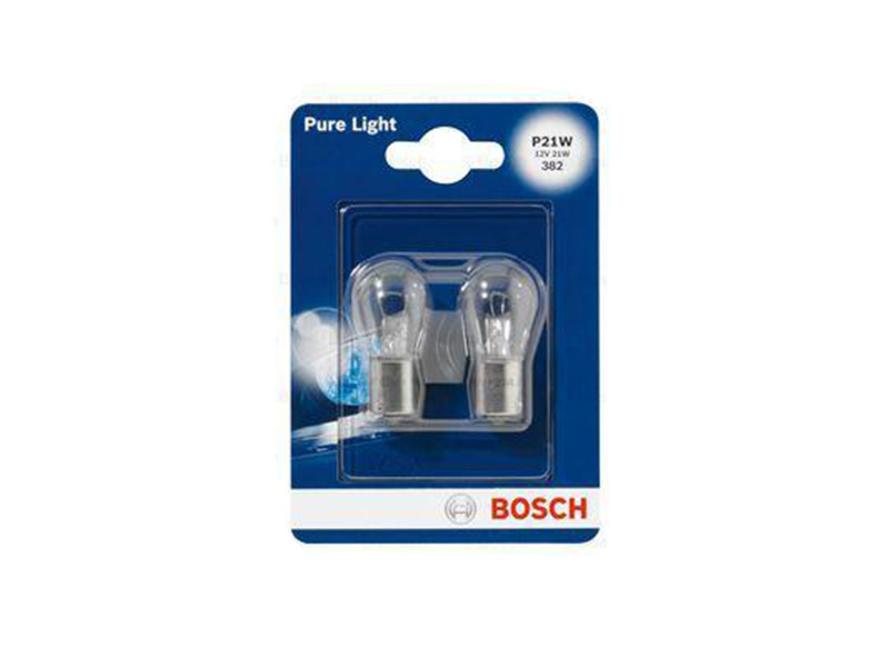 Комплет 2 бројки Халогенски сијалици Bosch P21W Pure Light 12V, 21W, BA15s