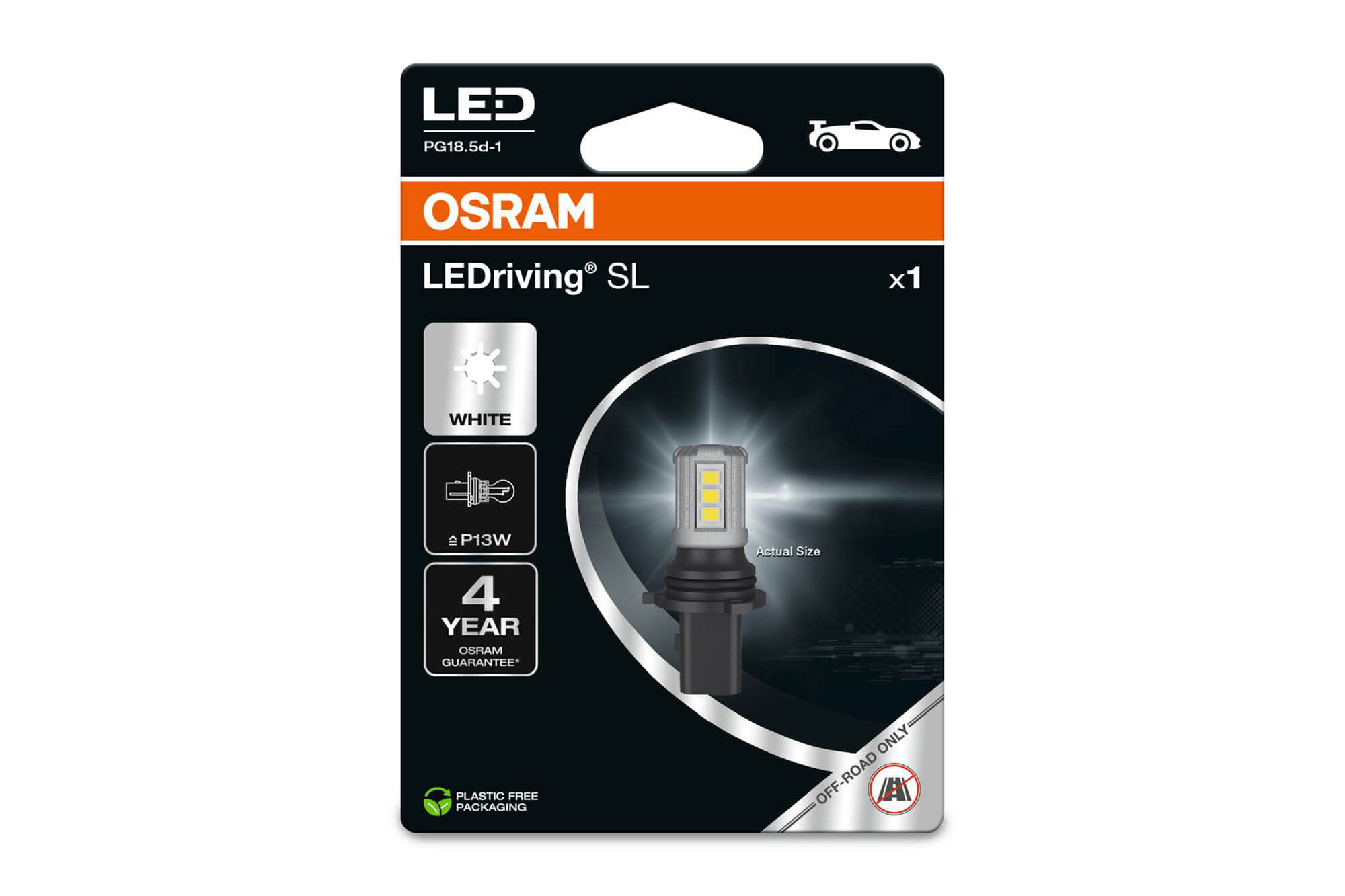 LED ламба  OSRAM тип P13W бела 6000K, 130LM, 12V, 1.6W, PG18.5D-1